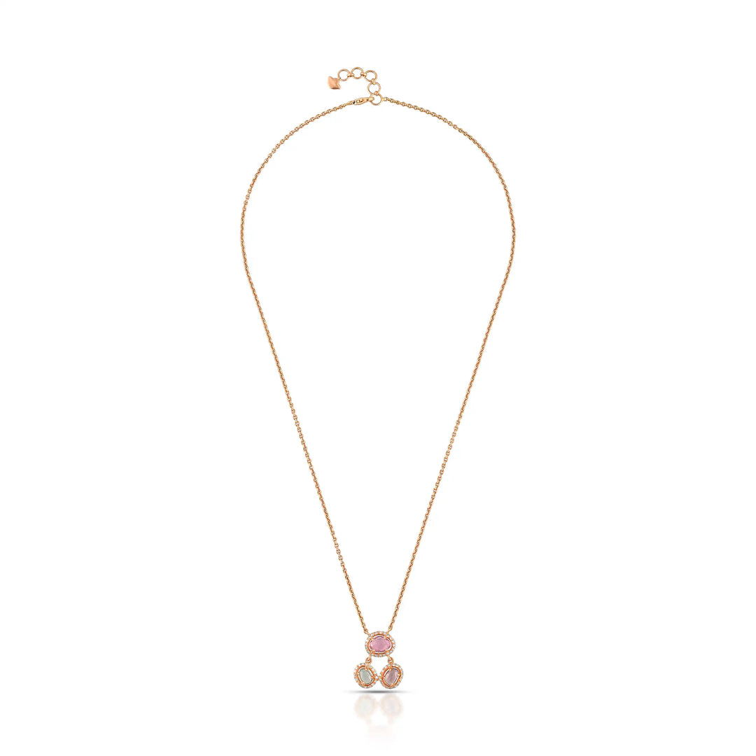 Blush Sapphire Drop Rose Gold Necklace in 18 Kt