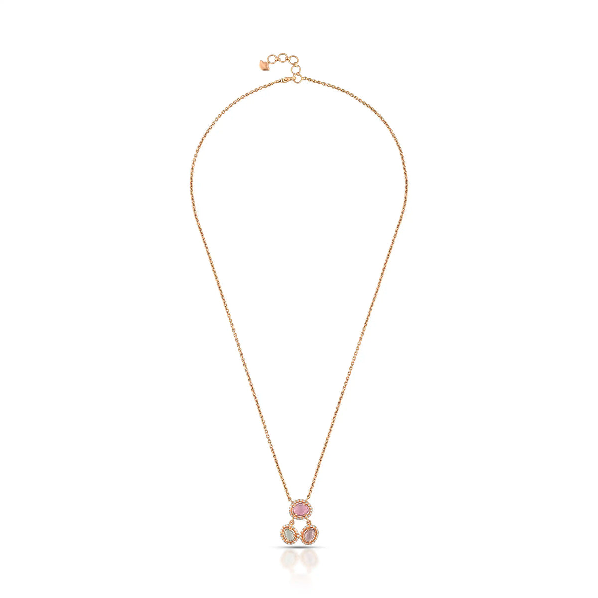 Blush sapphire drop rose gold necklace in 18 kt