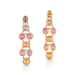 Load image into Gallery viewer, Multi Sapphire Chandelier Rose Gold Earrings in 18 Kt
