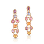 Load image into Gallery viewer, Multi Sapphire Chandelier Rose Gold Earrings in 18 Kt
