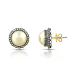 Load image into Gallery viewer, Diamond Framed Pearl Victorian Studs
