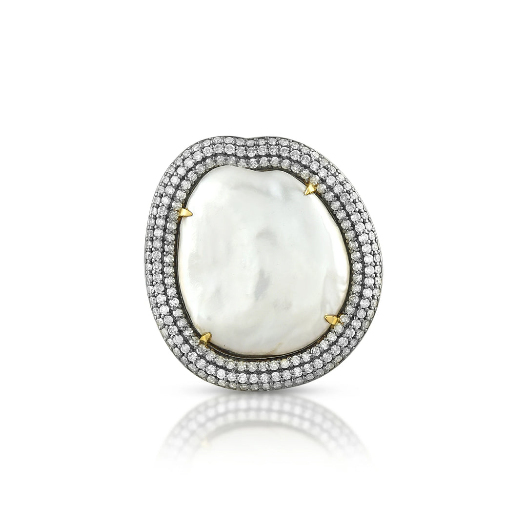 Victorian Baroque Pearl & Diamond Ring