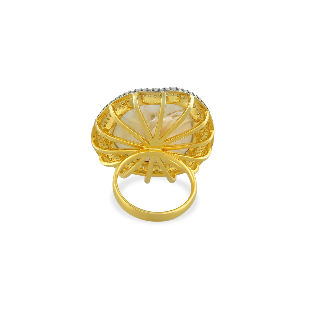 Victorian Baroque Pearl & Diamond Ring