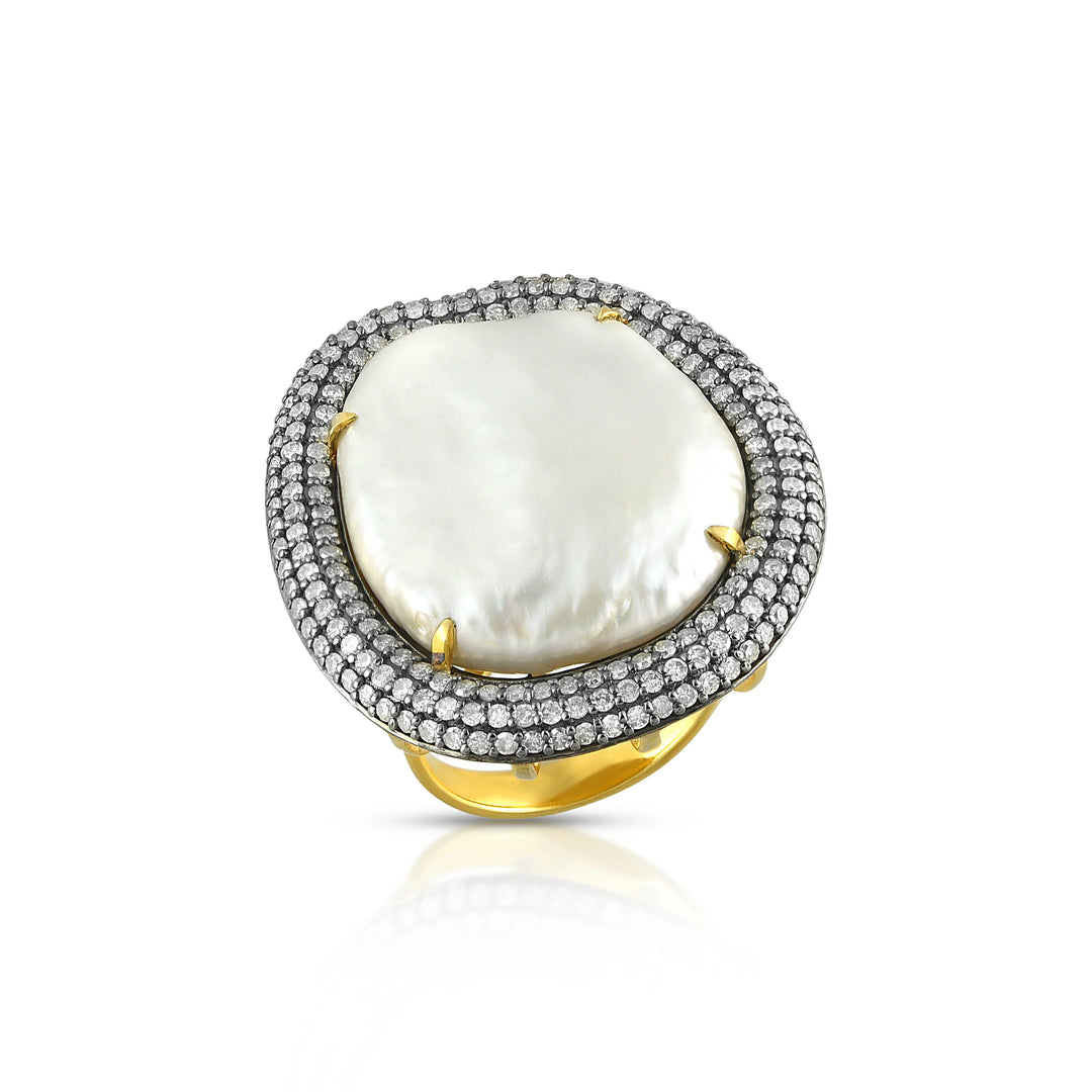 Victorian Baroque Pearl & Diamond Ring