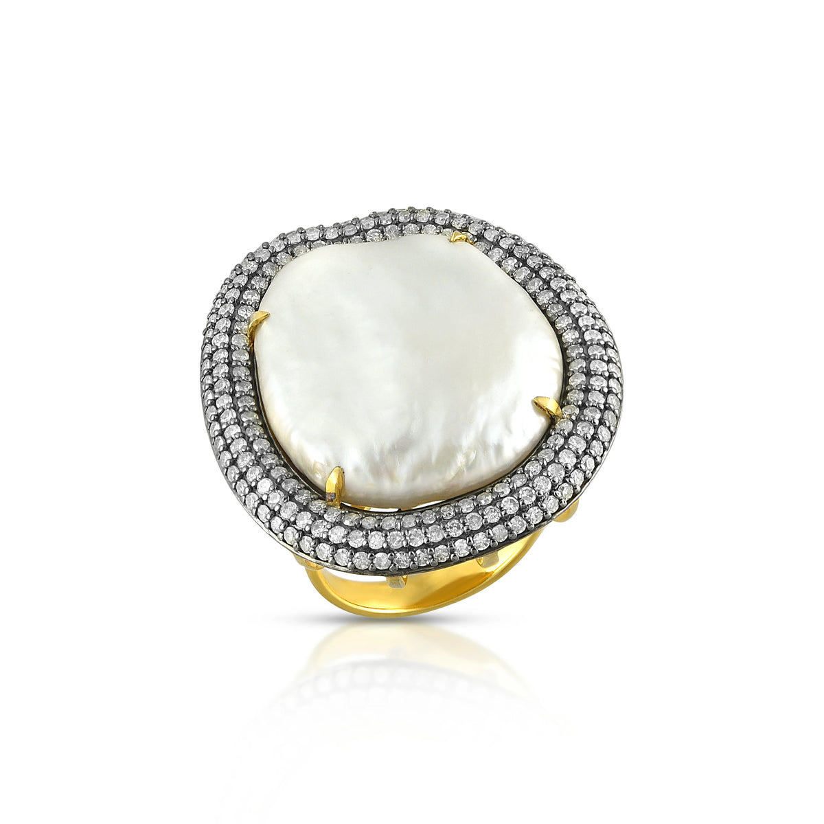 Victorian baroque pearl & diamond ring