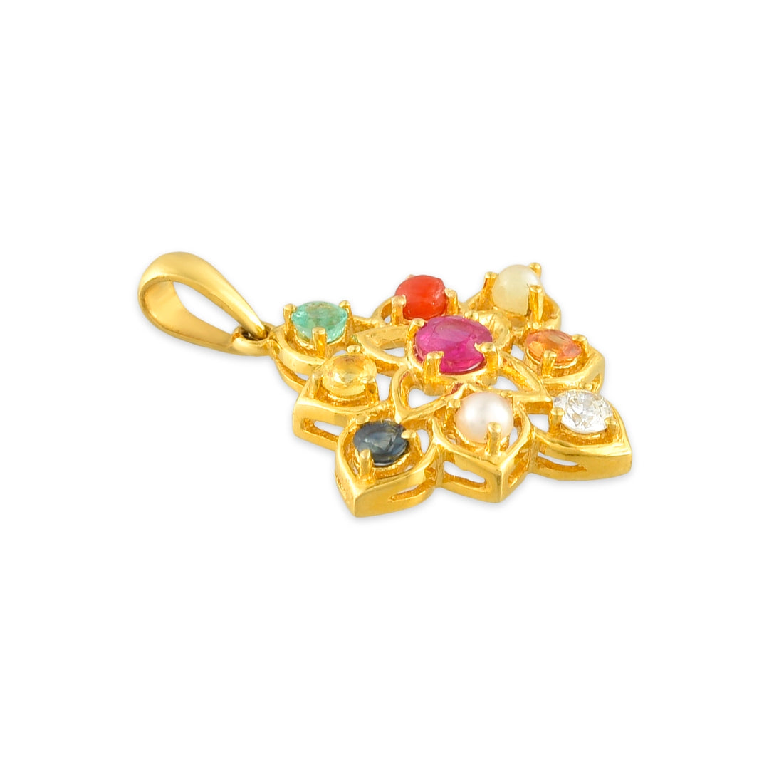 Bloom Navratna Pendant in 18 Kt