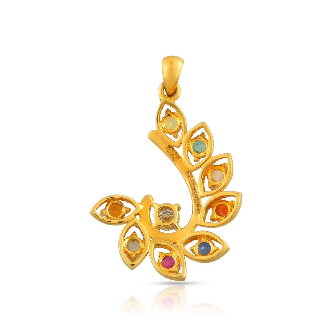 Navratna Tejas Pendant in 18 Kt