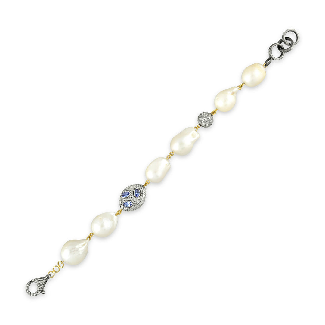 Victorian Baroque Pearl & Tanzanite Bracelet