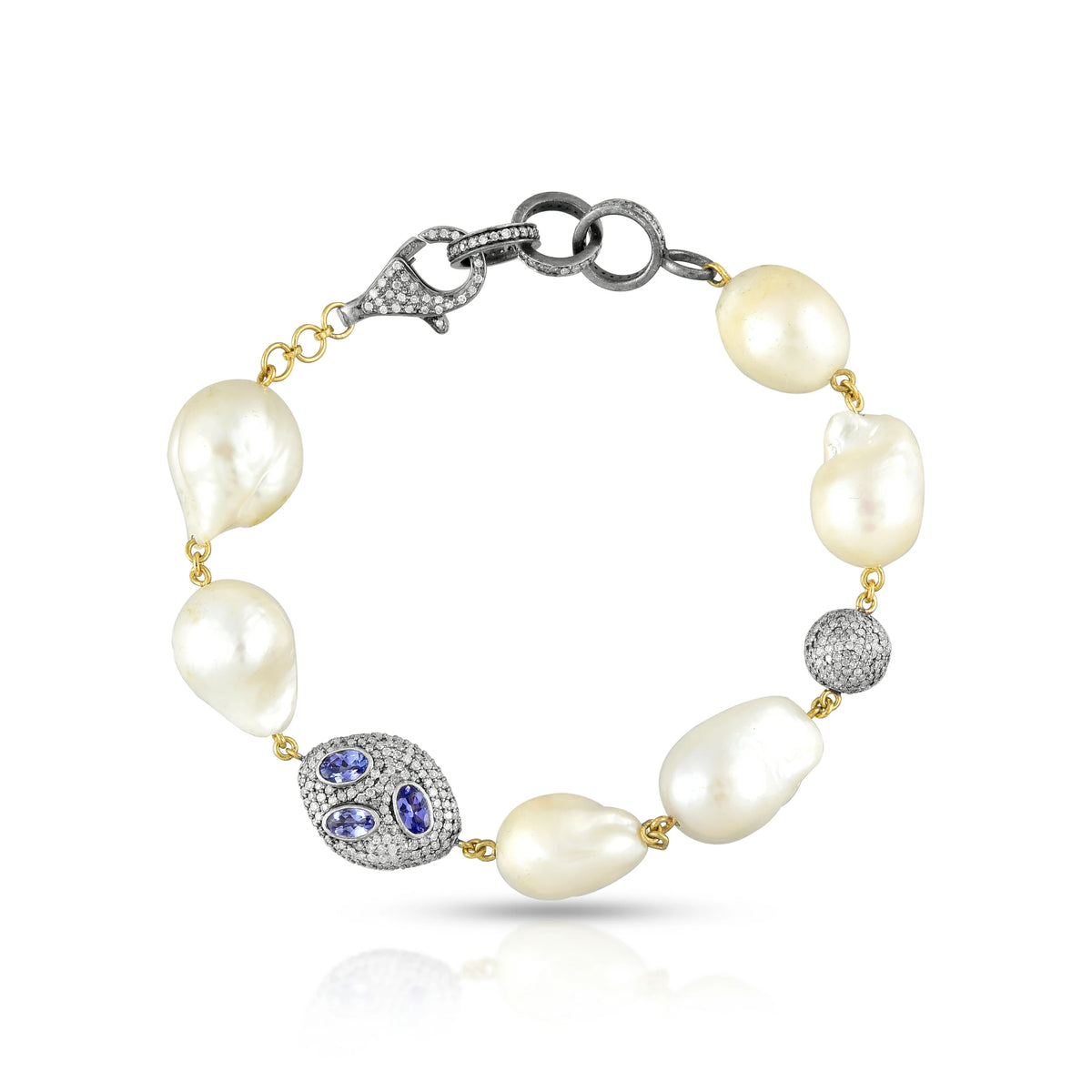 Victorian baroque pearl & tanzanite bracelet
