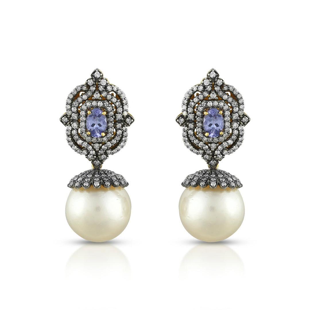Victorian Tanzanite & Pearl Earrings