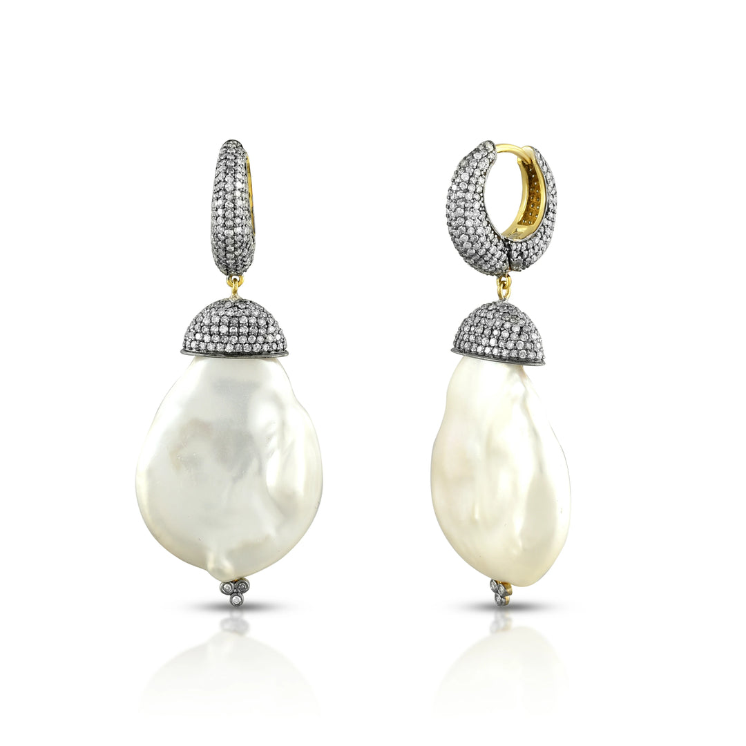 Victorian Baroque Pearl & Diamond Earrings