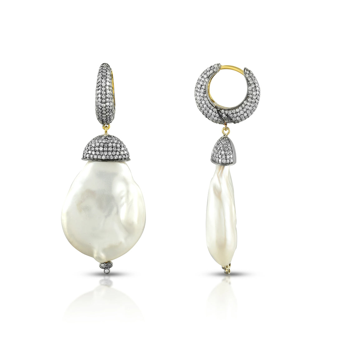 Victorian Baroque Pearl & Diamond Earrings
