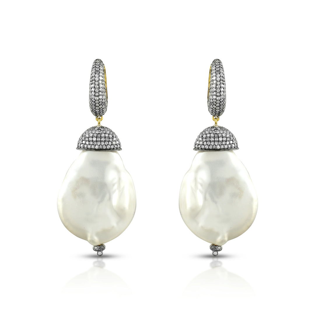 Victorian Baroque Pearl & Diamond Earrings