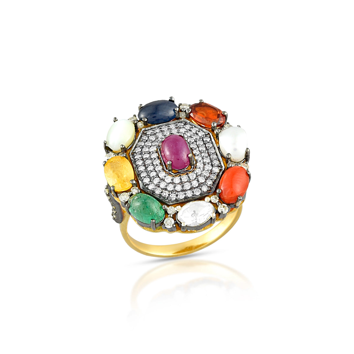 Royal navratna victorian ring