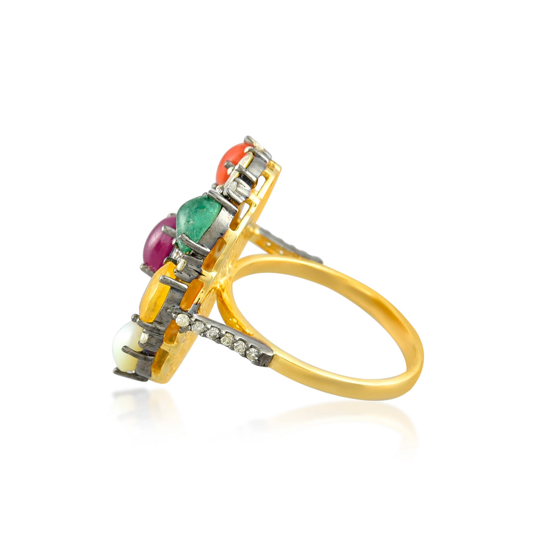 Royal Navratna Victorian Ring