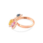Load image into Gallery viewer, Rose Gold Sapphire Trio Ring in 18 Kt
