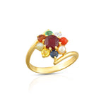 Load image into Gallery viewer, Navratna Floral Ring in 18 Kt
