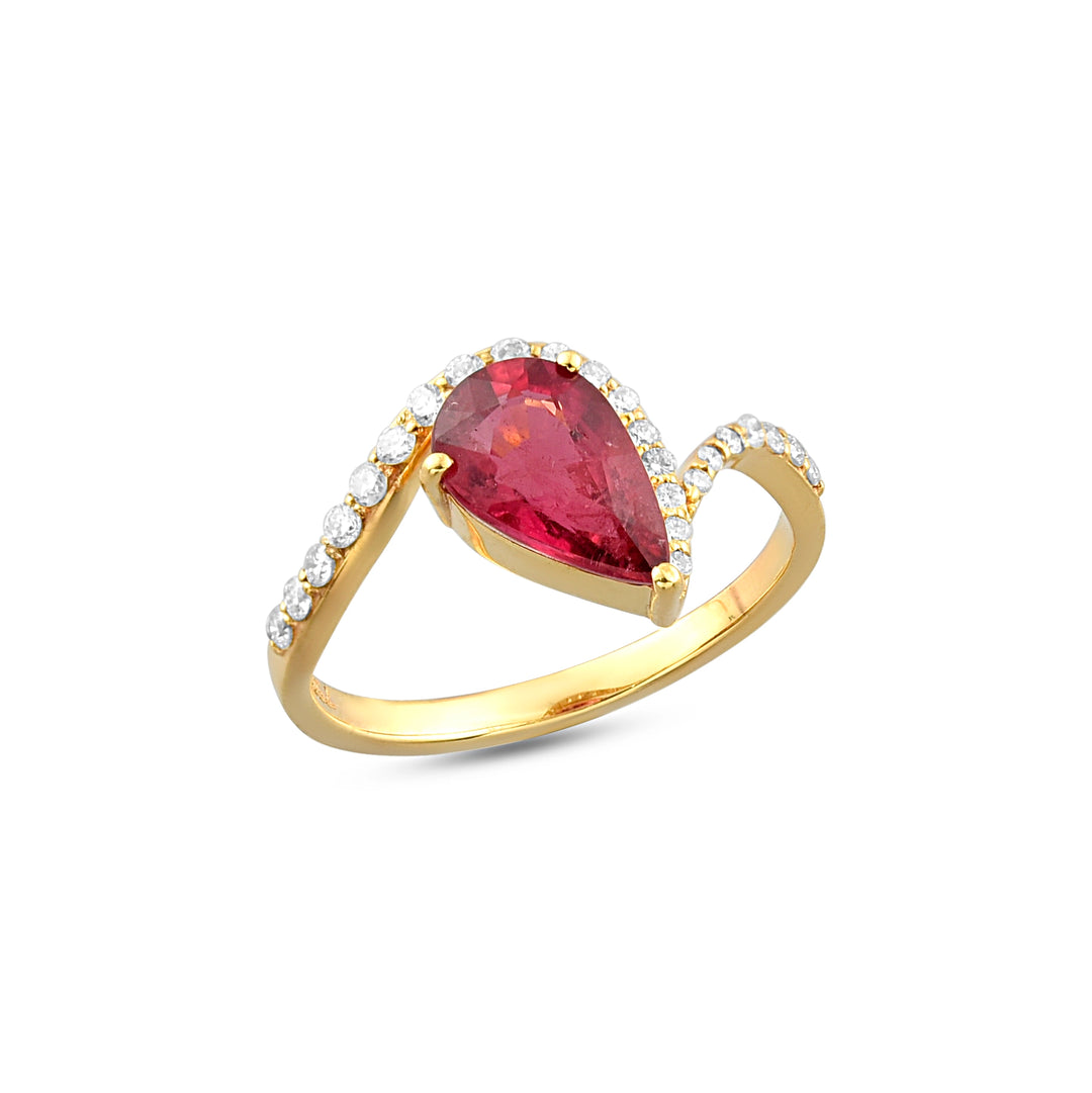 Crimson Curve ring in 18 Kt