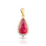 Load image into Gallery viewer, Pear Rubellite Pendant in 18 Kt
