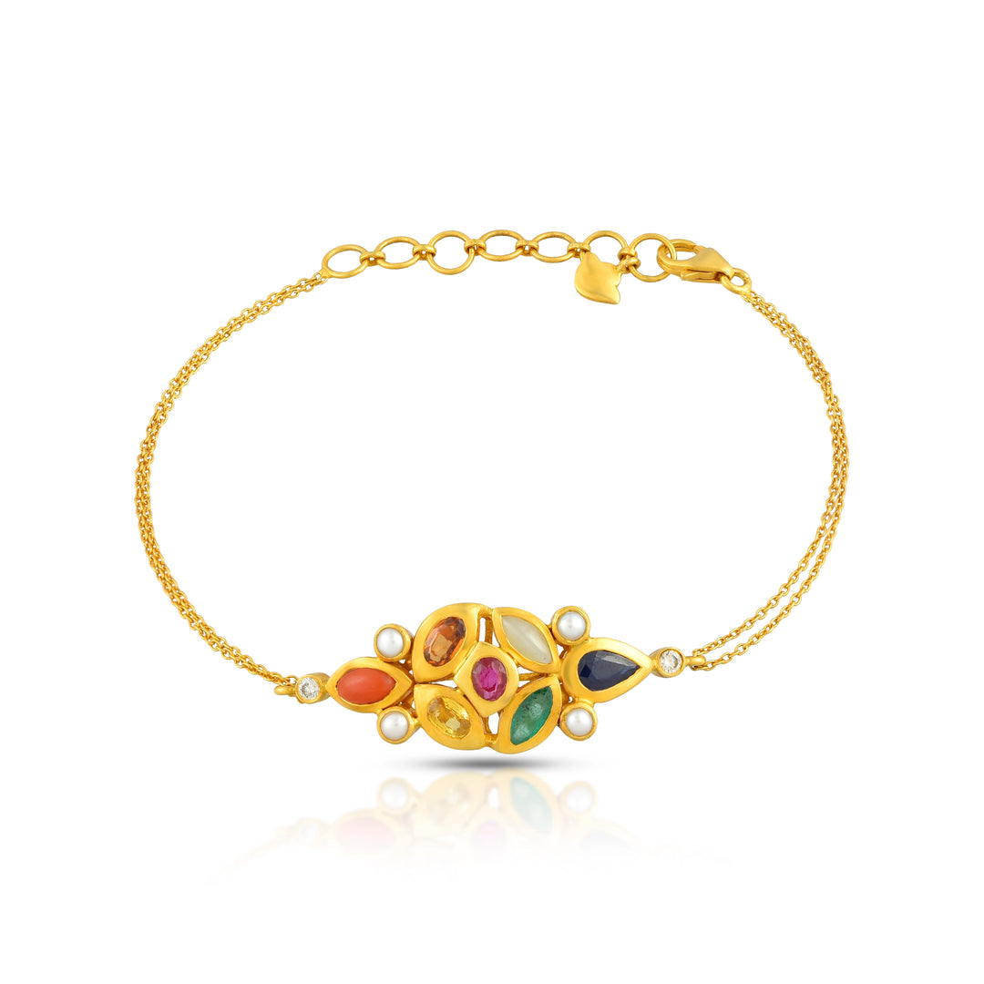 Contemporary Navratna Bracelet in 18 Kt
