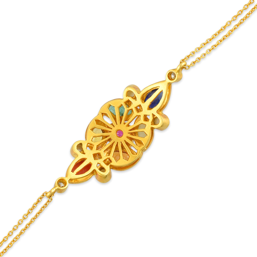 Contemporary Navratna Bracelet in 18 Kt