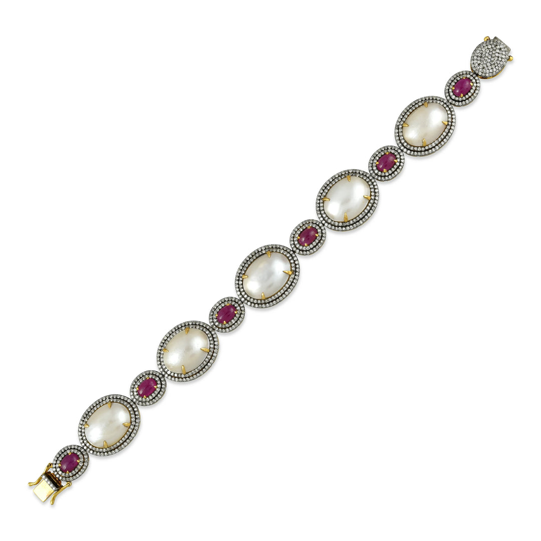Victorian Pearl & Ruby Bracelet