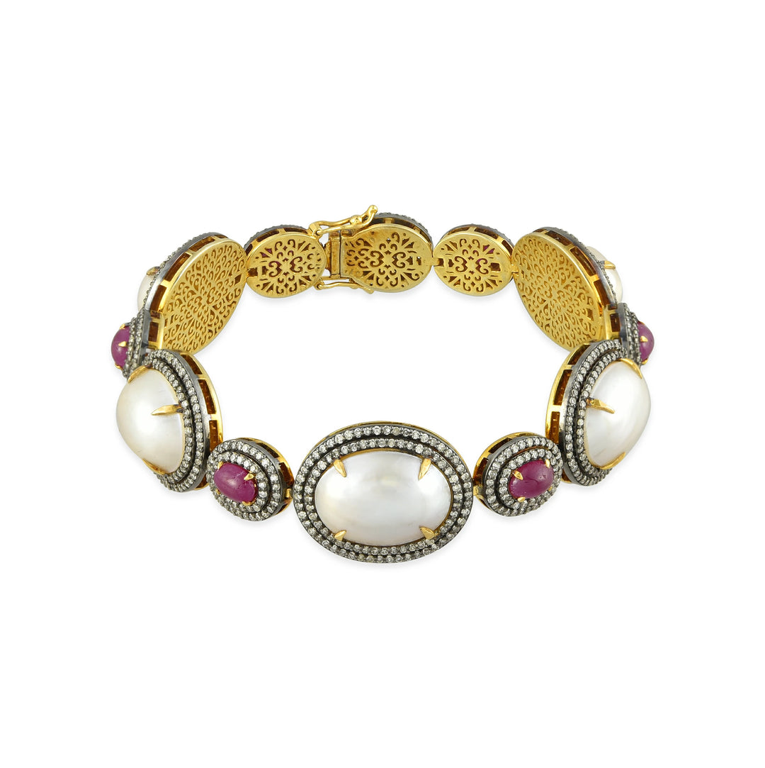 Victorian Pearl & Ruby Bracelet