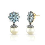 Load image into Gallery viewer, Victorian Blue Topaz &amp; Pearl Earrings
