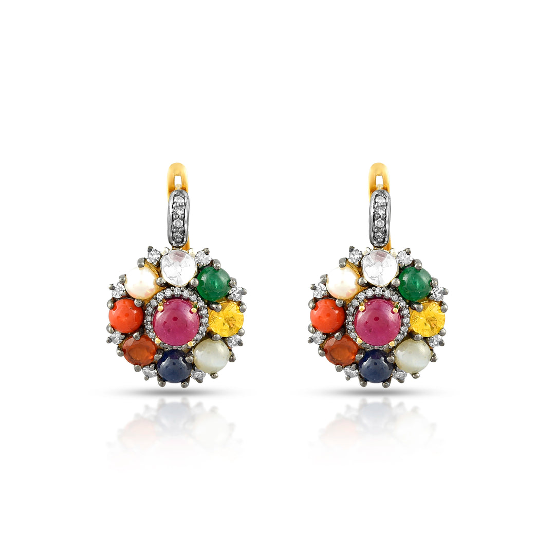 Celestial Navratna Victorian Earrings