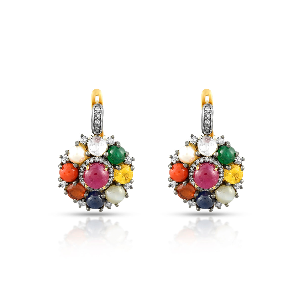 Celestial navratna victorian earrings
