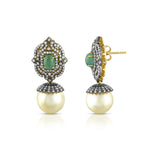Load image into Gallery viewer, Victorian Emerald &amp; Pearl Earrings
