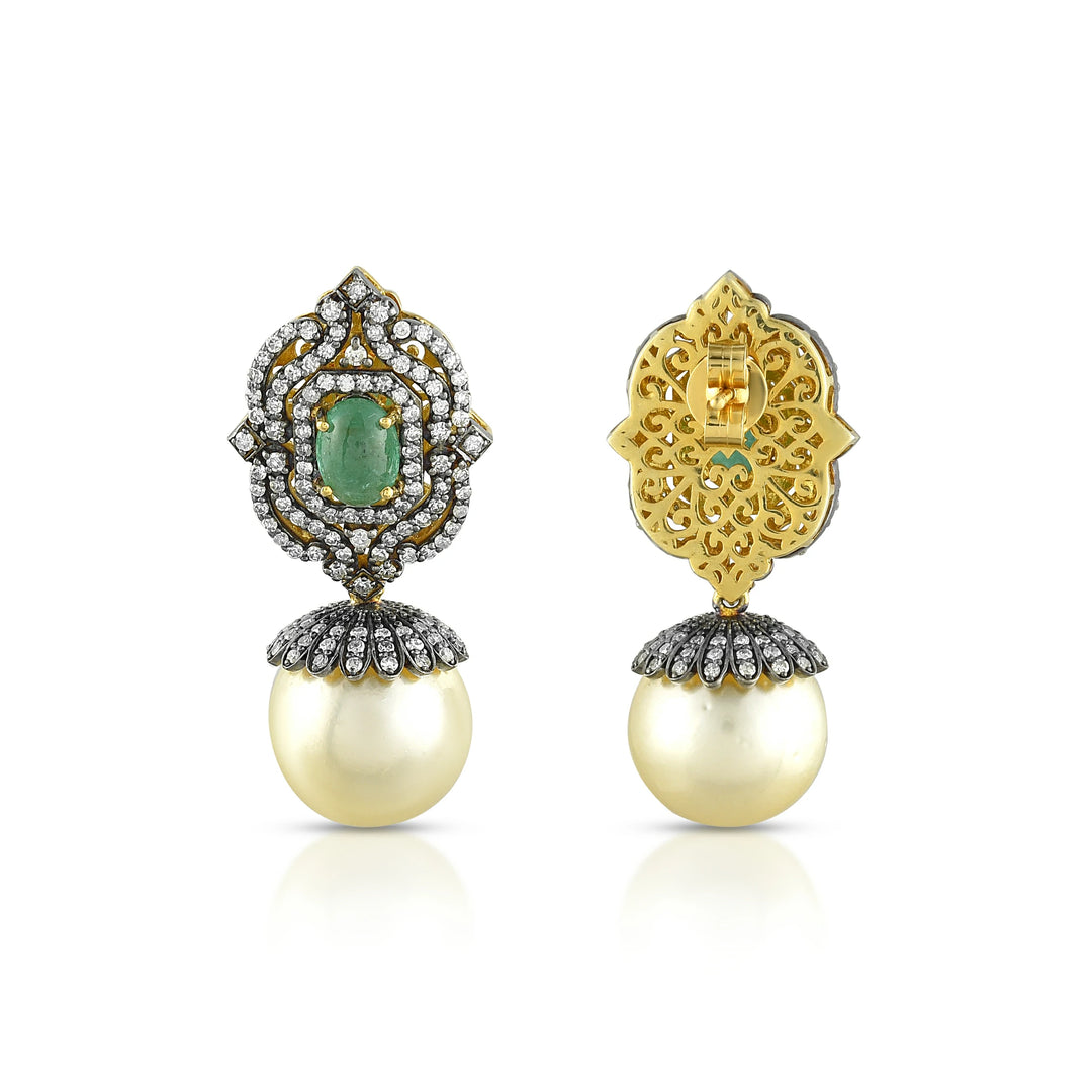 Victorian Emerald & Pearl Earrings