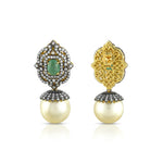 Load image into Gallery viewer, Victorian Emerald &amp; Pearl Earrings
