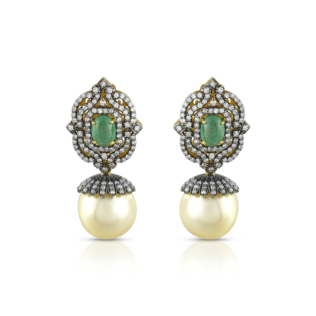 Victorian Emerald & Pearl Earrings