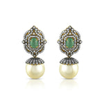Load image into Gallery viewer, Victorian Emerald &amp; Pearl Earrings

