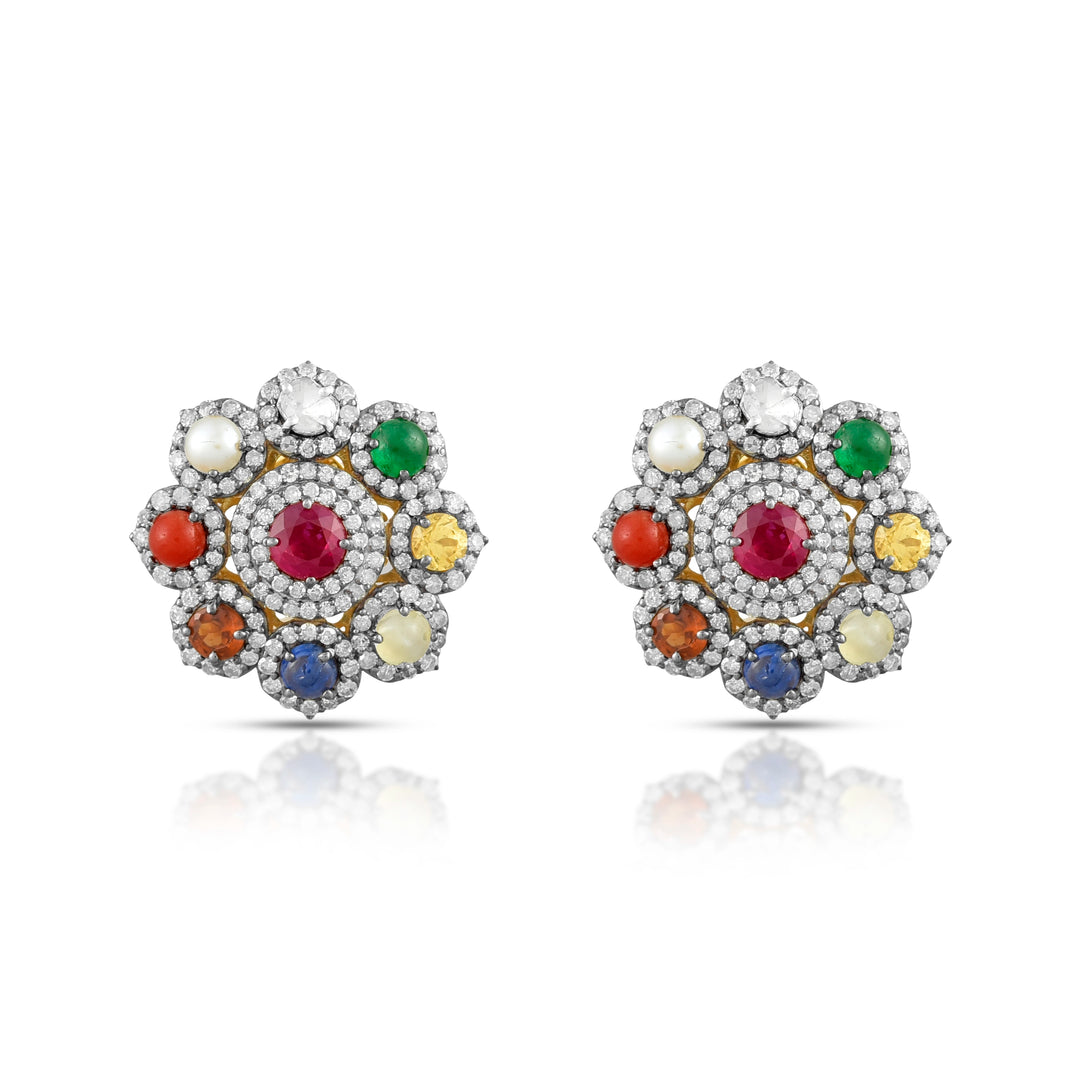 Navratna Blossom Victorian Studs
