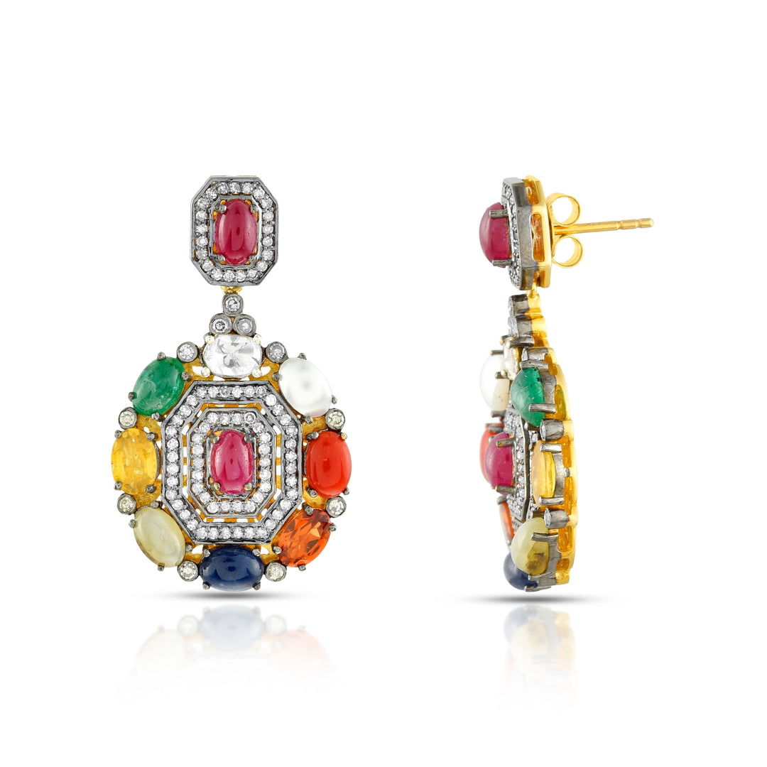 Royal Navratna Victorian Earrings