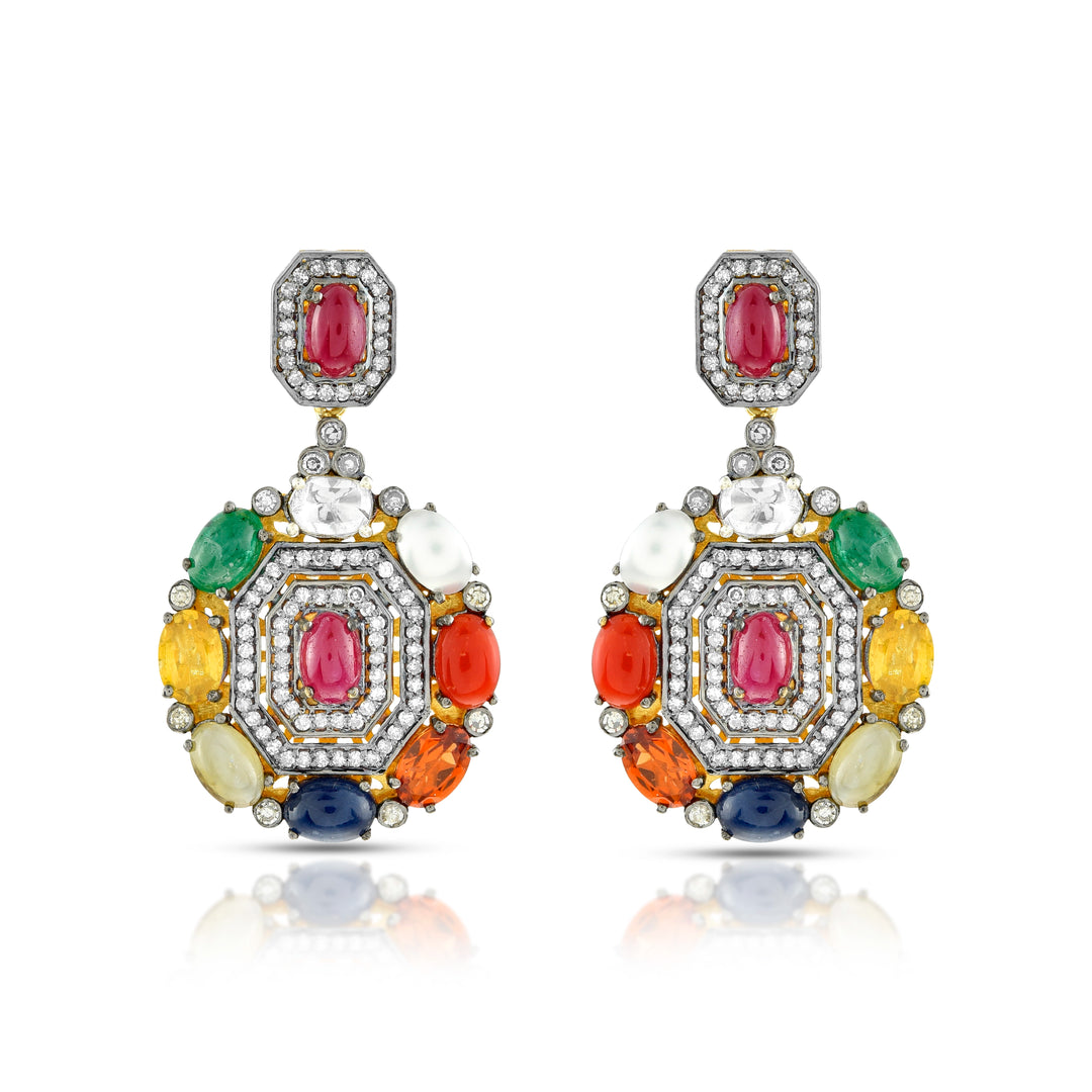 Royal Navratna Victorian Earrings