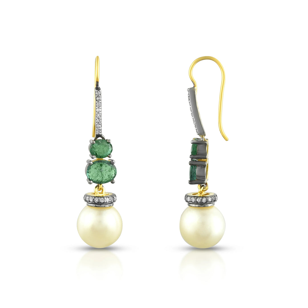 Victorian Emerald & Pearl Earrings