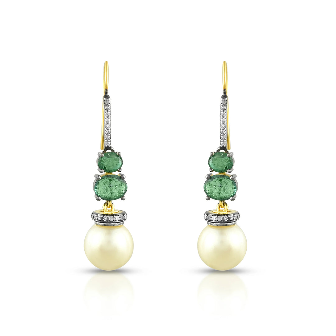Victorian Emerald & Pearl Earrings