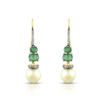 Load image into Gallery viewer, Victorian Emerald &amp; Pearl Earrings
