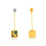 Load image into Gallery viewer, Geometric Navratna Earrings in 18 Kt
