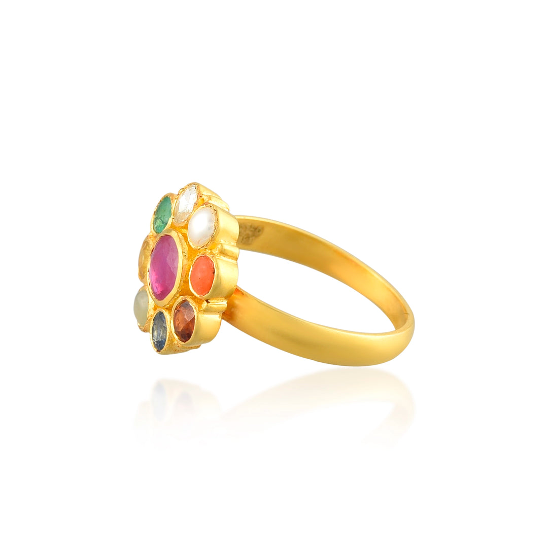 Heritage Navratna Ring in 18 Kt