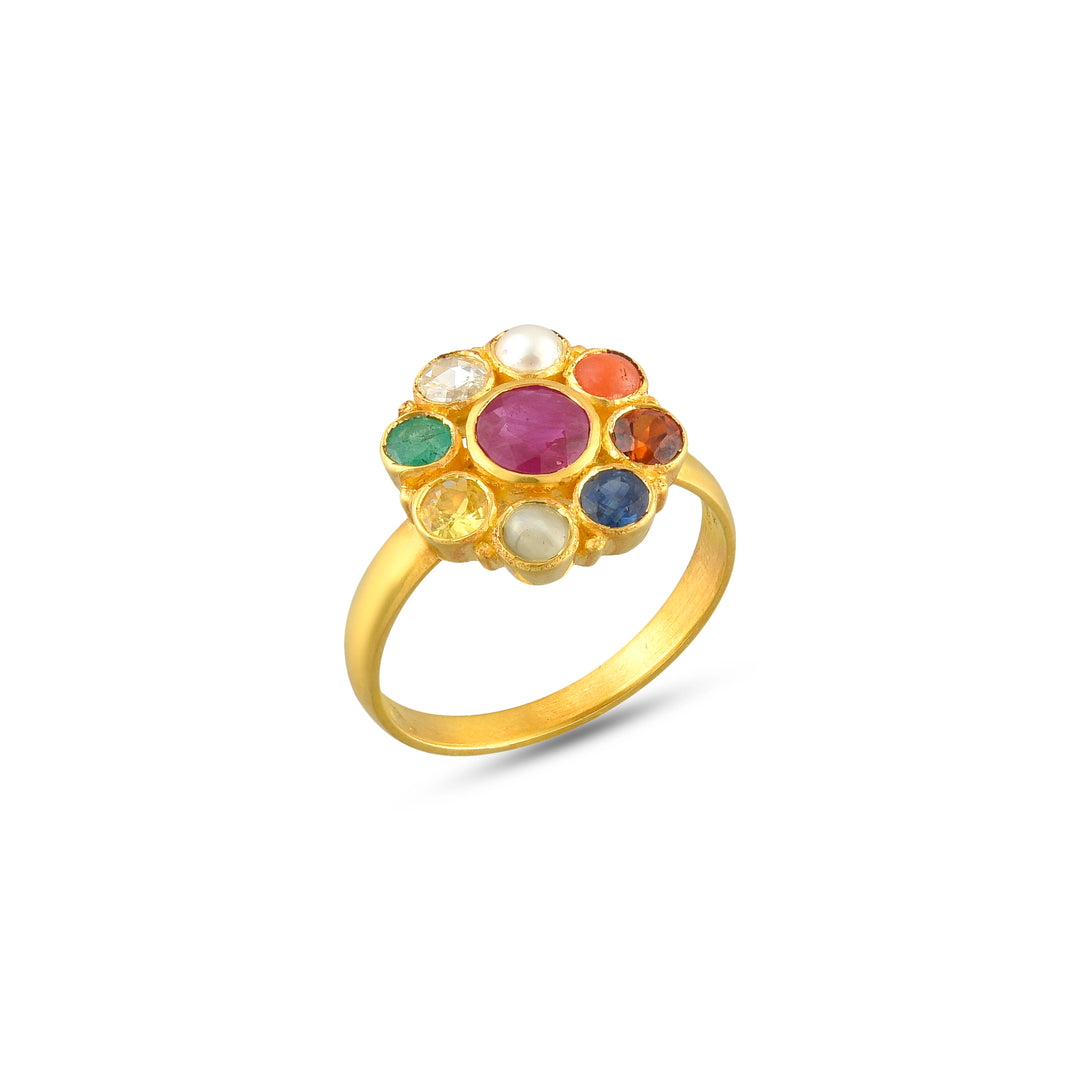 Heritage Navratna Ring in 18 Kt