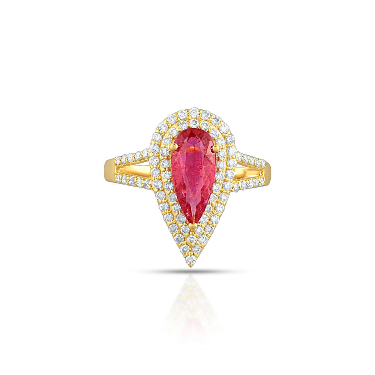 Empress flame ring in 18 kt