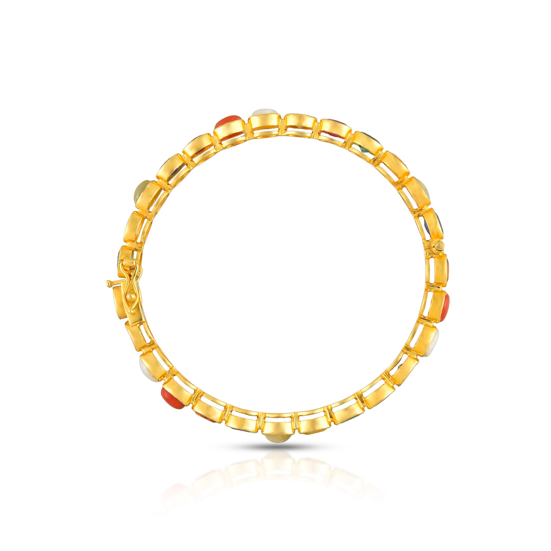 Classic Navratna Openable Bangle in 18 Kt
