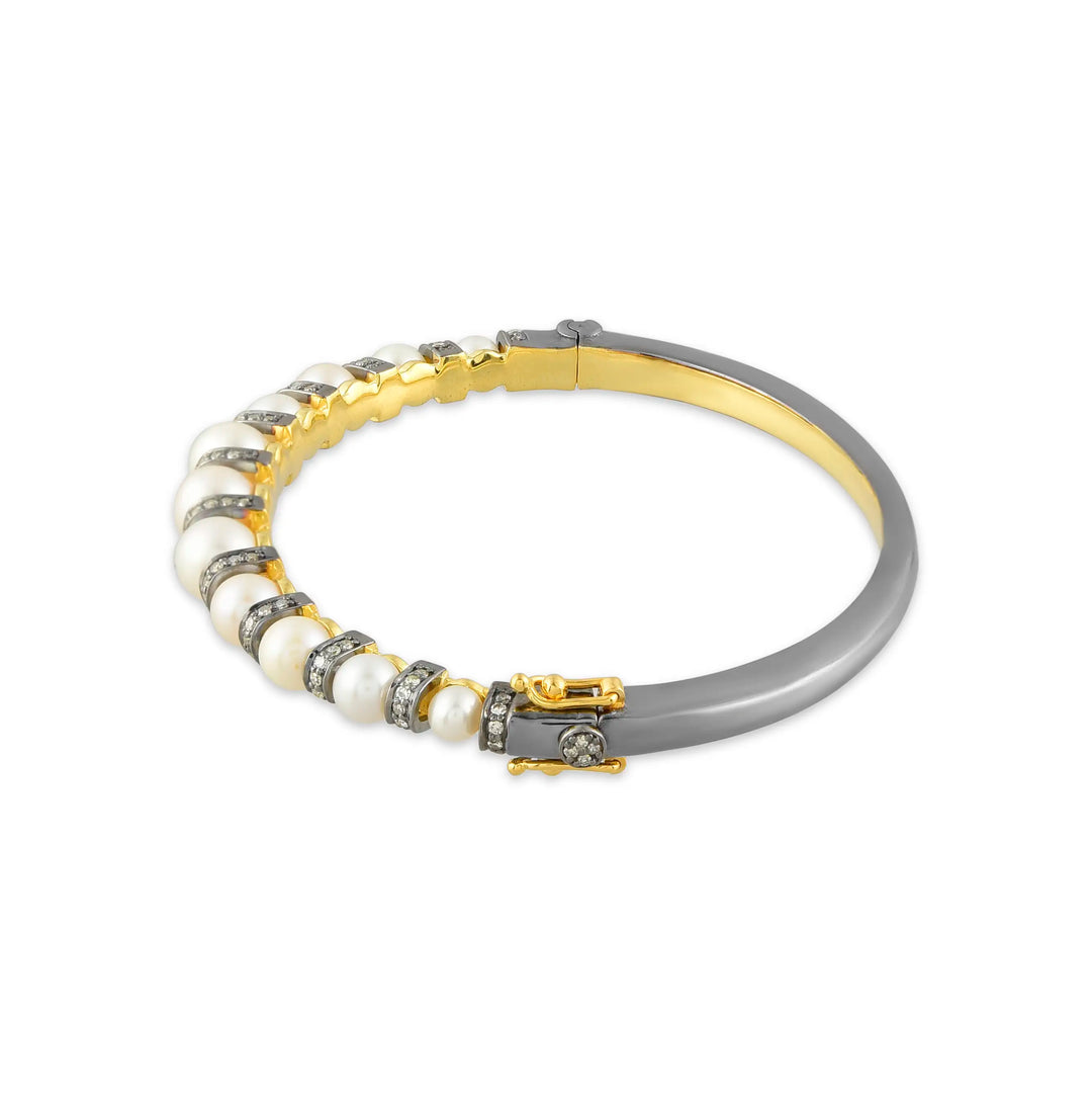 Pearl & Diamond Openable Victorian Bangle