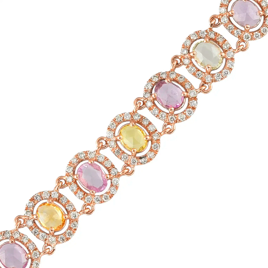 Rose Gold Multi Sapphire Bracelet in 18 Kt