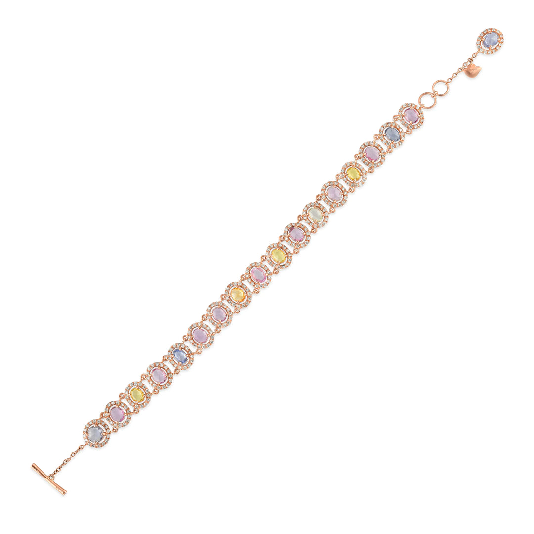Rose Gold Multi Sapphire Bracelet in 18 Kt