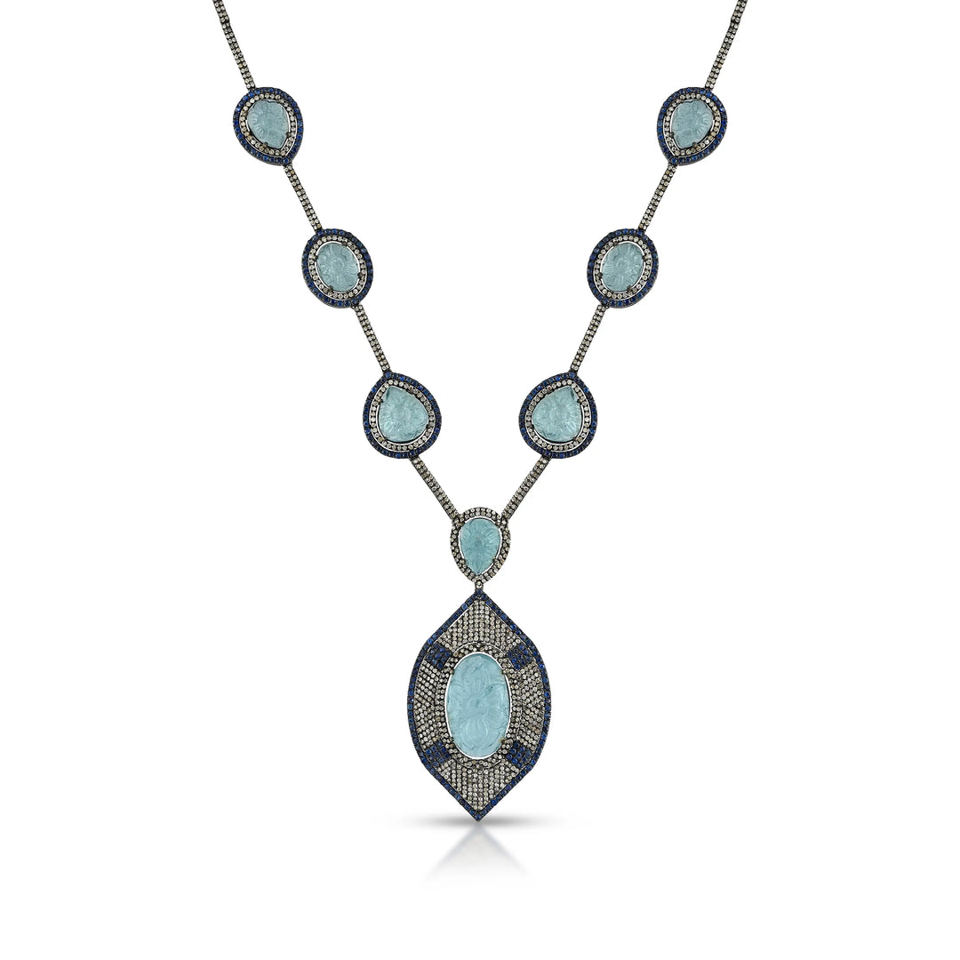 Ocean Crest Silver-Gold Victorian Statement Necklace